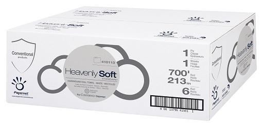Paper Towels Hardwound Roll, Heavenly Soft Standard, White, Recycled, 6 x 700', for HyTech Dispensers, Papernet 410113, Box of 6