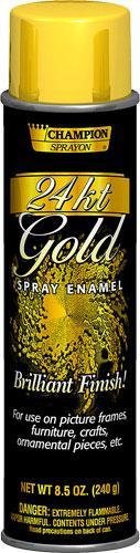 24 kt Gold Brilliant Metallic Spray Paint, Champion Sprayon 8.5oz Can, Pack of 12