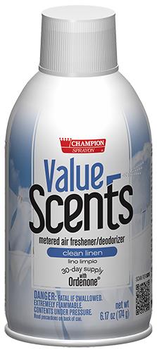  Metered Air Fresheners Value Scents Clean Linen Champion Sprayon 6.17 oz Can - 5374, Box of 12 