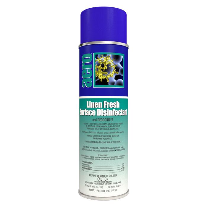  Surface Disinfectant and Deodorizer Spray, Linen Fresh 17oz Can - Aero 464120FA, Box of 12 