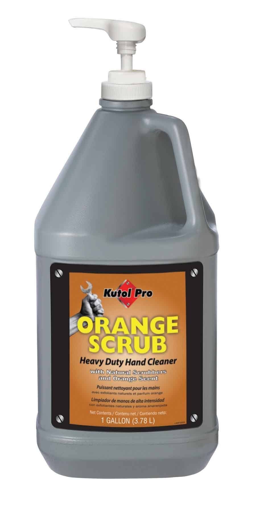 Orange Scrub with Natural Scrubbers Heavy Duty Hand Cleaner, One Gallon Bottle with Pump, Kutol Pro 4902, Pack of 1