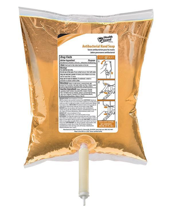 Antibacterial Hand Soap, 800 mL Boxless Bag Refill, Health Guard 5065LBL, Pack of 8