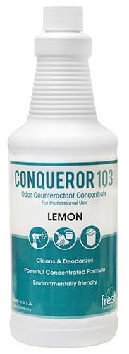 Conqueror 103 Odor Counteractant, Lemon, Liquid 32 oz. Bottle