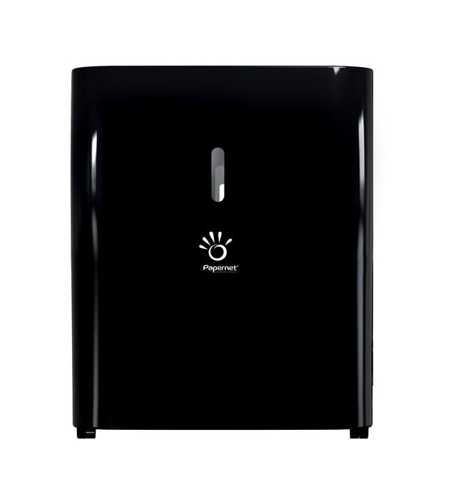 HyTech Paper Towel Dispenser Holder for Papernet Hardwound Paper, No-Touch Mechanical, Black, Papernet 416008
