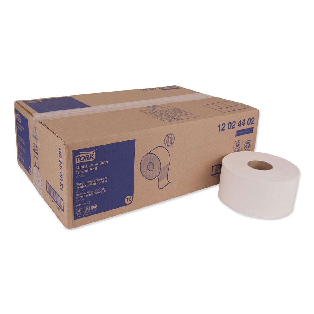 Tork Advanced 12024402, Mini Jumbo Bath Tissue Roll, 2-Ply, Case of 12