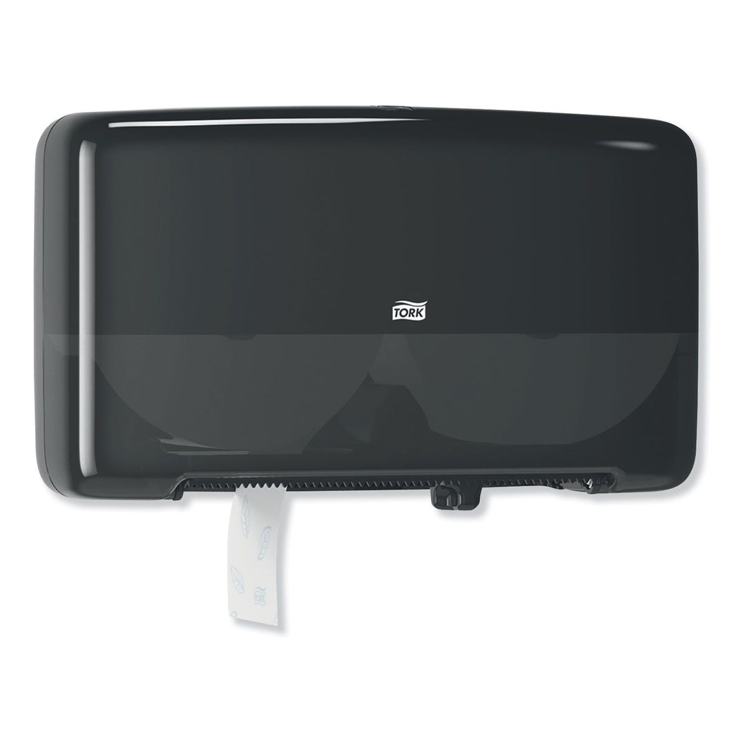 Tork 5555290, Elevation Bath Tissue Mini-Jumbo Roll Twin Dispenser, Black