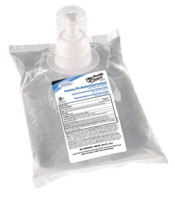 Foaming Foaming 70% Alcohol Hand Sanitizer, 1000 mL Refill, Health Guard 71041, Pack of 3