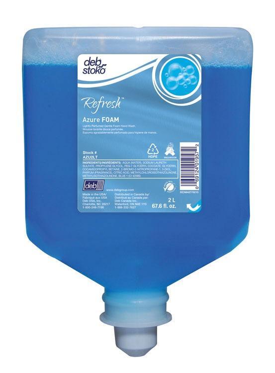 Refresh Azure Luxury Foam Soap 2 Liter Refill, Deb AZU2LT, Box of 4
