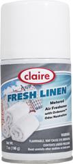 Automatic Air Freshener Spray Refill, Fresh Linen, 7 oz. Can, Claire, Pack of 12 - 110