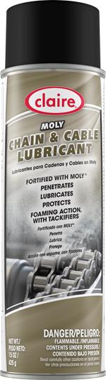 Chain and Cable Lubricant  with Moly, Foam, 15 oz Can, Claire, Pack of 6 - 2916
