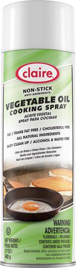 Vegetable Oil Cooking Spray, Non-Stick, 17 oz Can, Claire, Pack of 6 - 8296