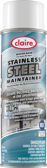 Stainless Steel Polish and Cleaner, Water Based, 16 oz, Kosher NSF, Claire, Pack of 6 - 8446