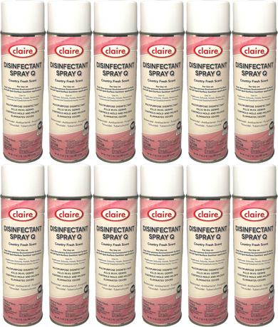 Claire Disinfectant Spray Q, Country Fresh Scent, 17oz Can, Pack of 12