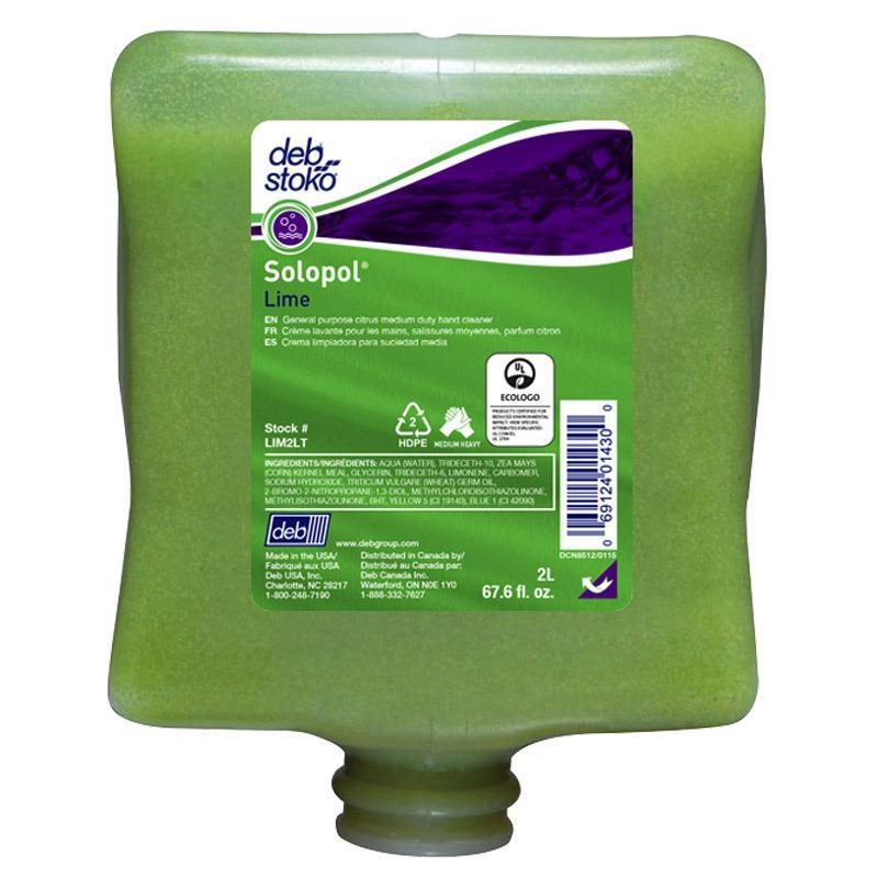 Solopol Lime Med/Heavy Industrial Hand Wash 2 Liter Refill - LIM2LT, Pack of 4