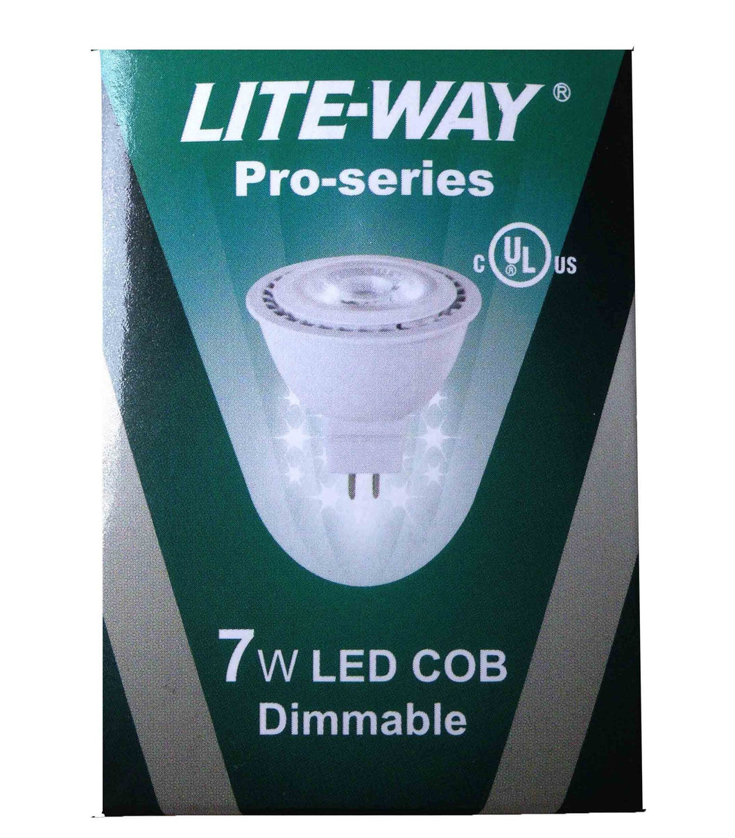 Lite-Way Pro-Series, LED Light Bulb, MR16, 7W, Day Light, 12V, GU5.3 Base, EA