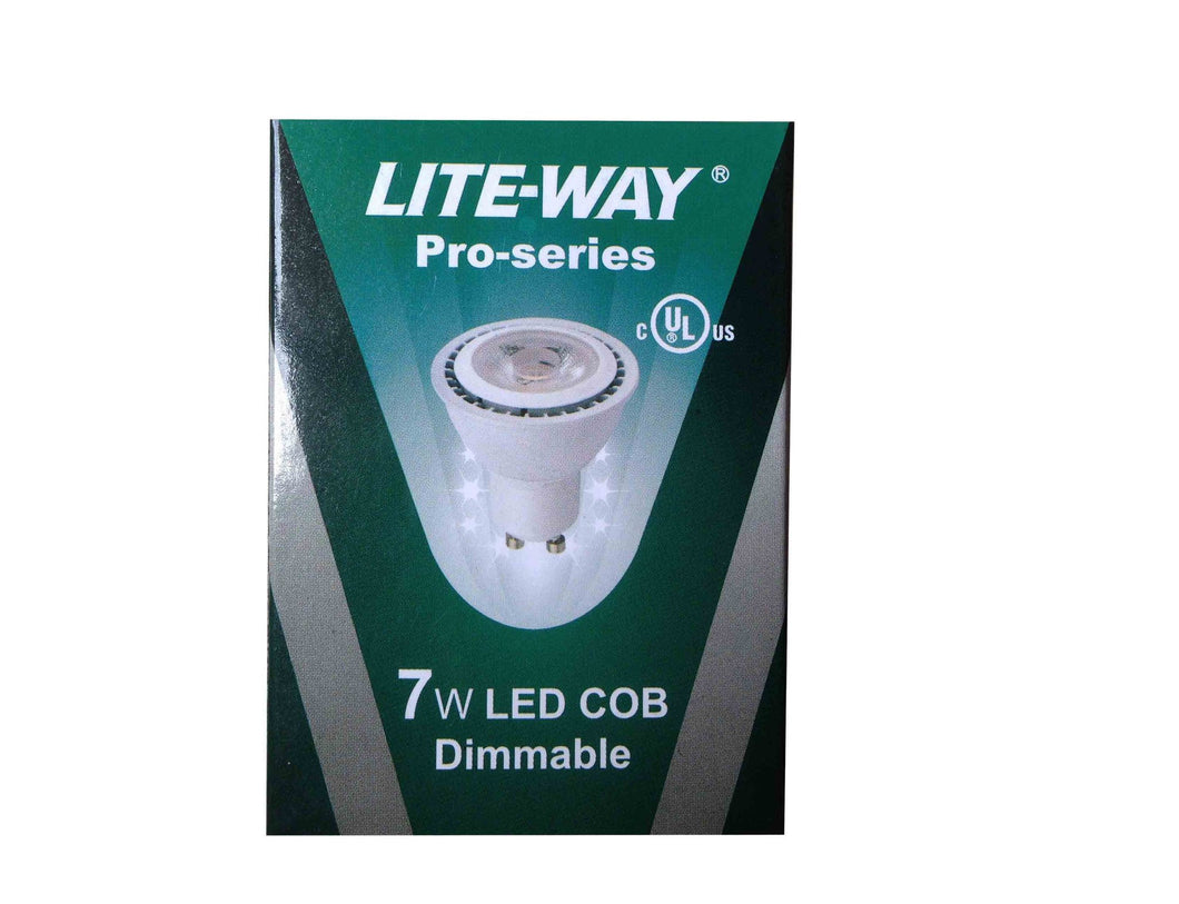 Lite-Way Pro-Series, LED Light Bulb, MR16, 7W, Day Light, 120V, GU10 Base, EA