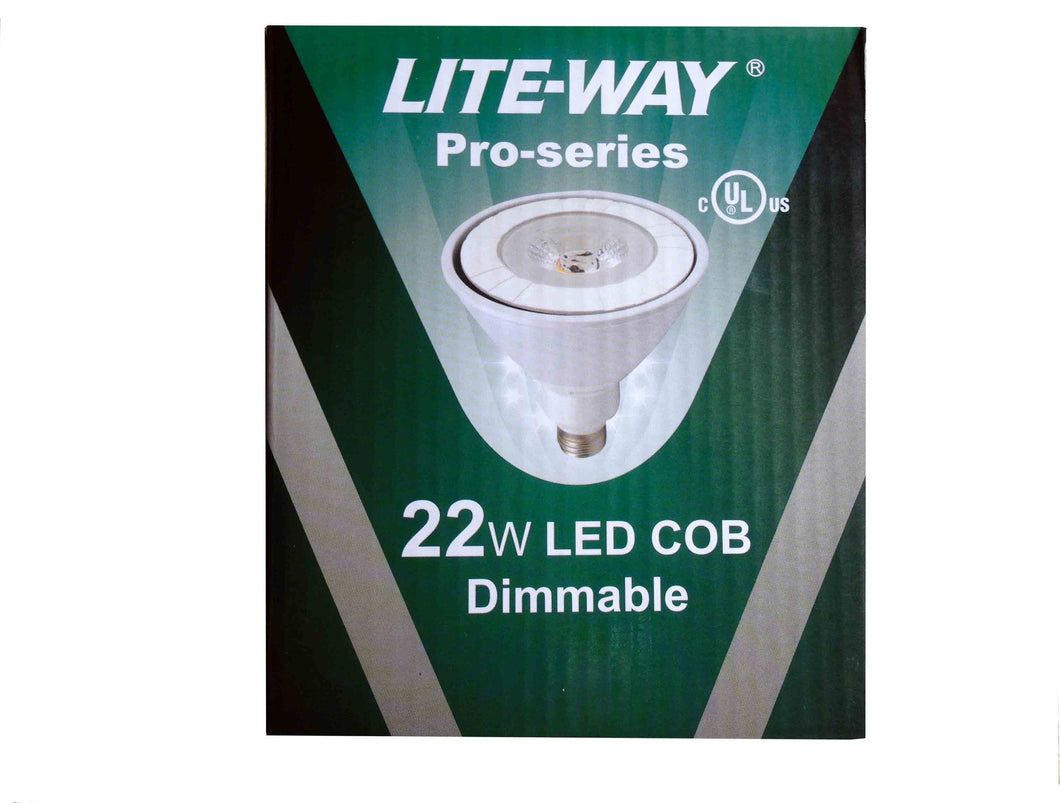 Lite-Way Pro-Series, LED Light Bulb, PAR38, 22W, Day Light, 120V, E26 Base, EA