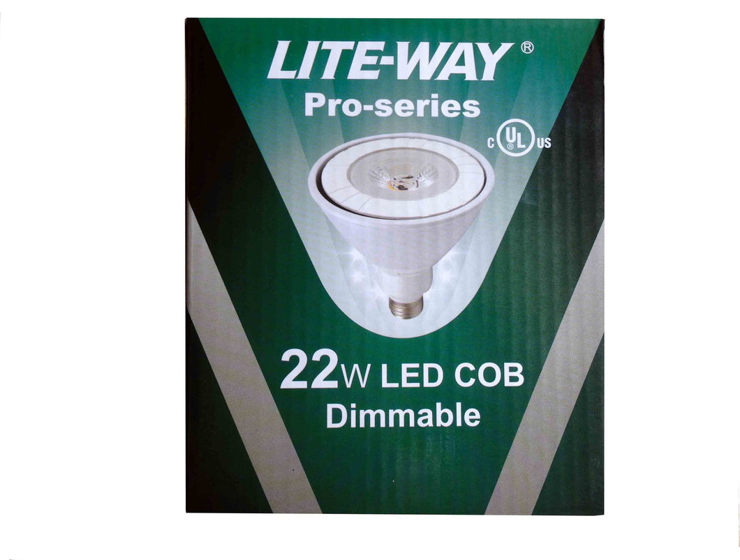 Lite-Way Pro-Series, LED Light Bulb, PAR38, 22W, Warm White, 120V, E26 Base, EA