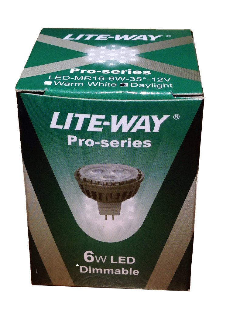 Lite-Way, Pro-Series, LED Light Bulb, MR16 , 6W, Day Light, 12V, GU5.3 Base, EA