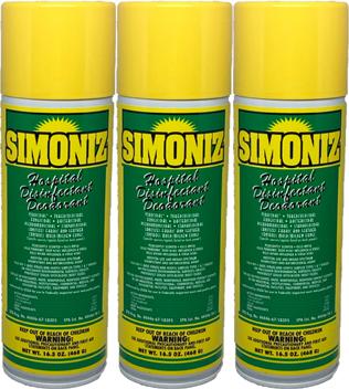 Simoniz® Hospital Disinfectant Spray and Deodorant 16.5oz can, Pack of 3
